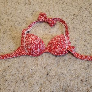 Red floral bikini top